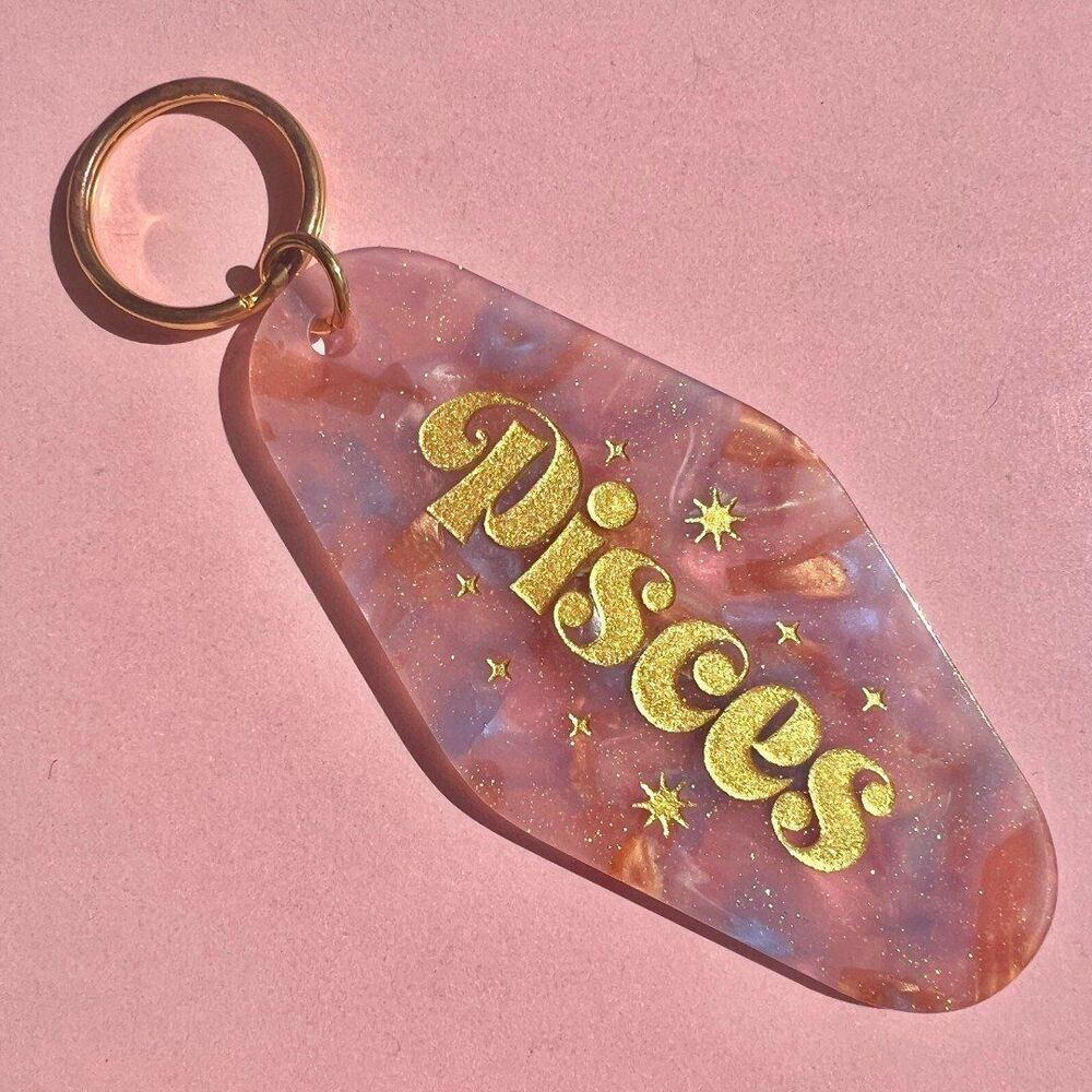 Pisces Astrology Celestial Resin Motel Keychain